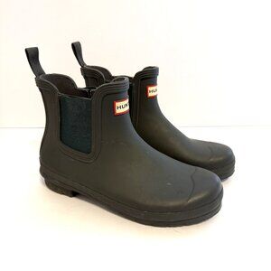 HUNTER Chelsea Womens Boots 8 (40-41) Green Rubber Winter Snow/Rain